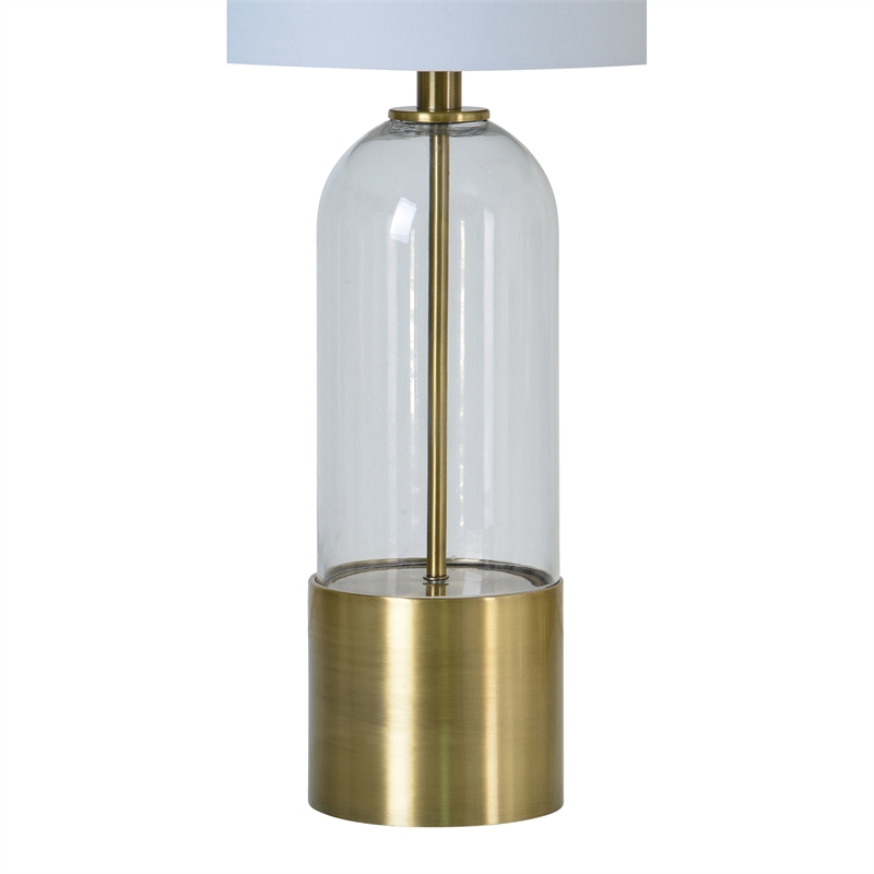 Renwil Theodore 1-Light Modern Metal Table Lamp in Clear & Brass (Set of 2)