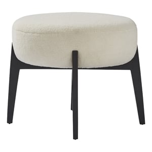 Renwil Micha 16.5x20&quot PU Foam & Iron Metal Sherpa Stool in White