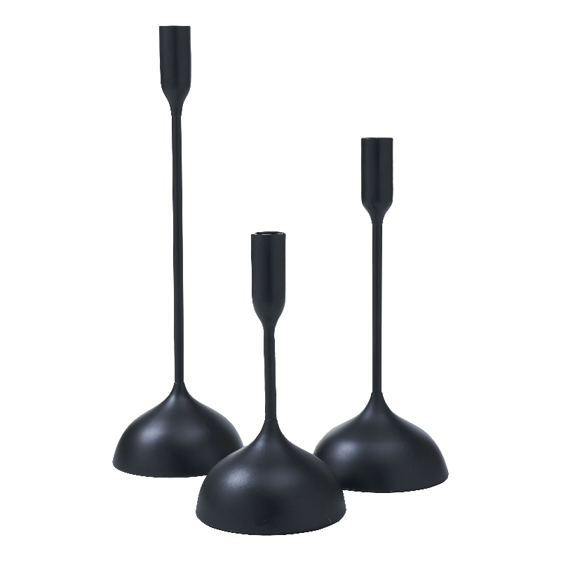 Chambers Indoor Aluminum Set Of 3 Tapered Candle Holder Matte Black