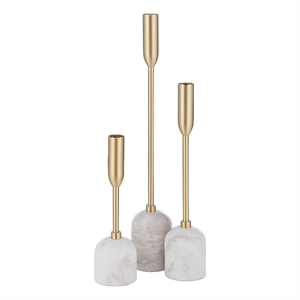 Marchesa Indoor Iron Set Of 3 Tapered Candle Holder Satin Brass