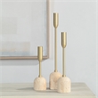 Vesta Indoor Iron Set Of 3 Tapered Candle Holder Satin Brass