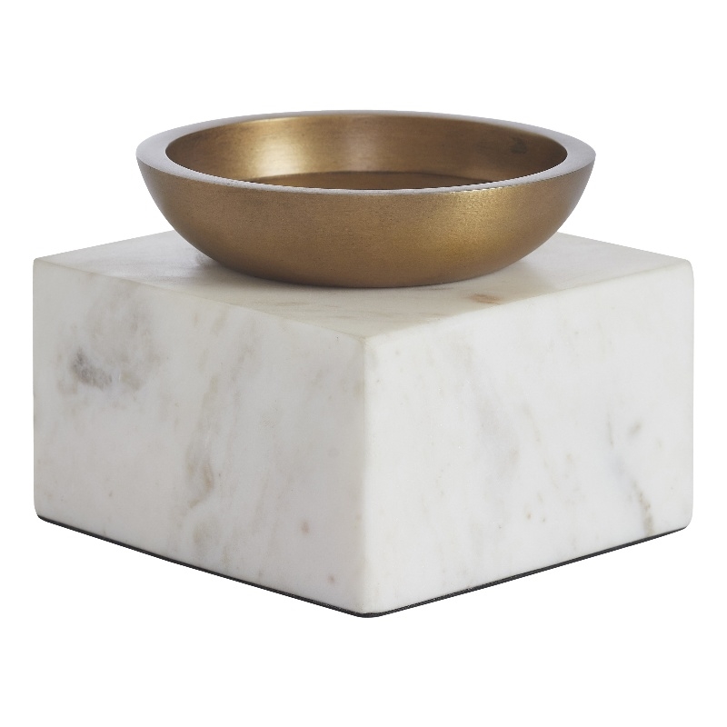 Carvella Candle Holder White Gold