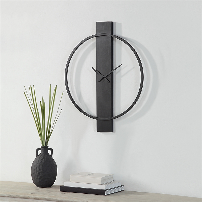 Romane Indoor Iron Wall Clock Matte Black