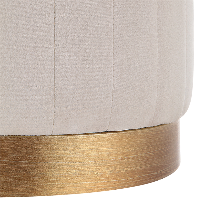 Baylor Indoor Poly-Velvet Ottoman Off White