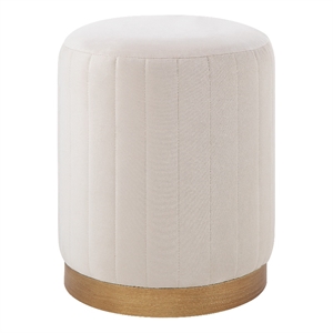 Baylor Indoor Poly-Velvet Ottoman Off White