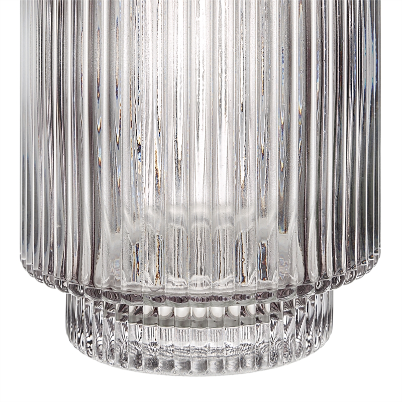 Amiens Indoor Mouth Blown Glass Glass Vase Gray Fluted