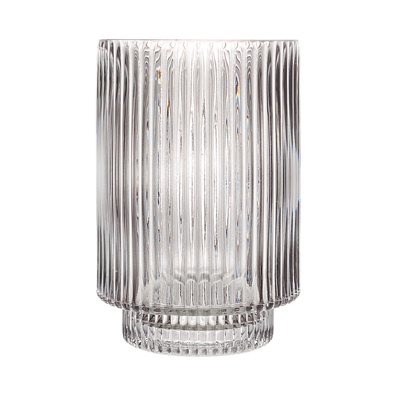 Amiens Indoor Mouth Blown Glass Glass Vase Gray Fluted