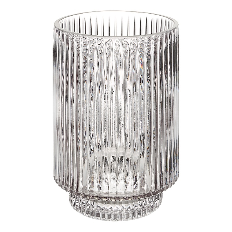 Amiens Indoor Mouth Blown Glass Glass Vase Gray Fluted