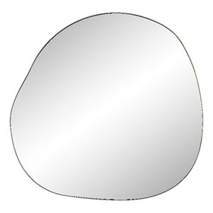 Peony 45&quot Tall Irregular Round Mirror Burnished Brass