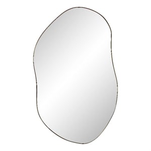 Noria 45&quot Tall Irregular Rectangular Oval Mirror Burnished Brass