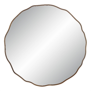 Bern 40&quot Tall Round Irregular Mirror Antique Brushed Brass