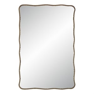 Basel 36&quot Tall Rectangular Irregular Mirror Antique Brushed Brass