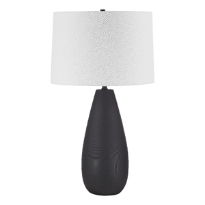 Tala 30&quot Tall Powder Coated Matte Black Iron Table Lamp with Tapered Linen Shade