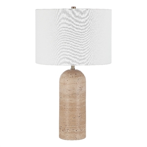 Ixora 25&quot Tall Plated Antique Brushed Brass Iron Table Lamp with Drum Linen Shade Ivory