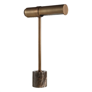 Gusle 21.5&quot Tall Dark Antique Brushed Bronze Iron Table Lamp with Tube Iron Shade Brown