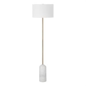 Lozica 62.5&quot Tall Antique Brushed Brass Floor Lamp with Drum Linen Shade