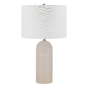 Ixia 25&quot Tall Plated Antique Brushed Brass Iron Table Lamp with Linen Shade Cream