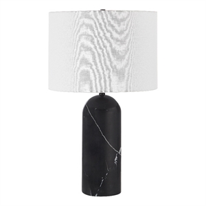 Tyne 25&quot Tall Powder Coated Matte Black Iron Table Lamp with Drum Linen Shade