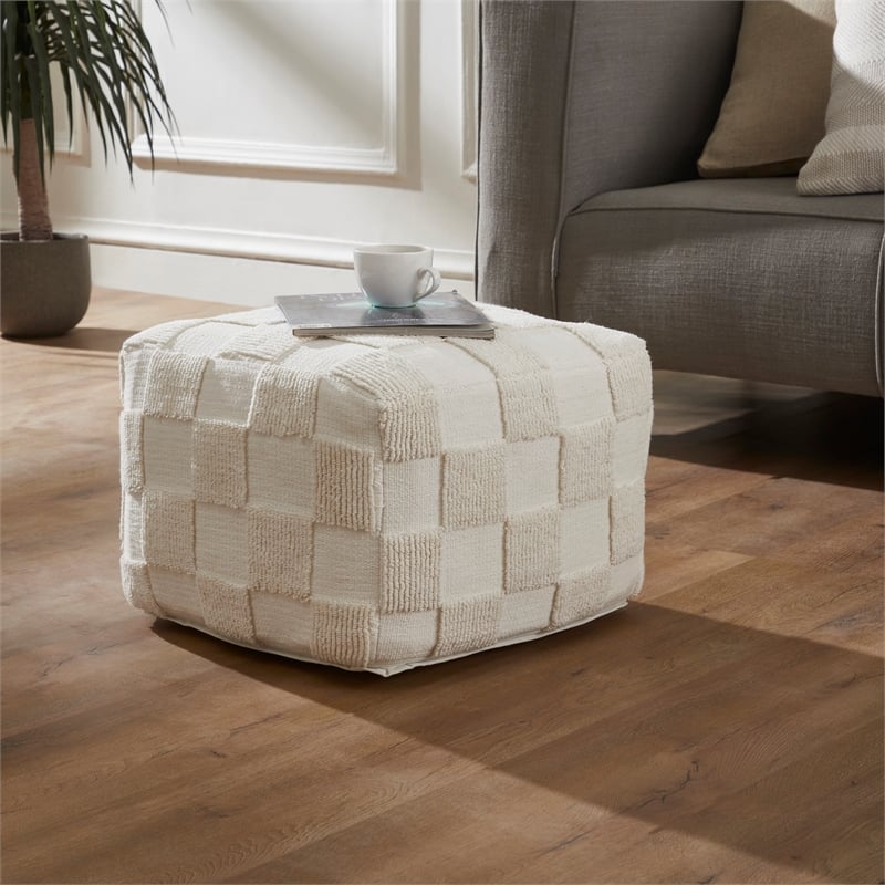 Payne Indoor Cotton Pouf Ivory