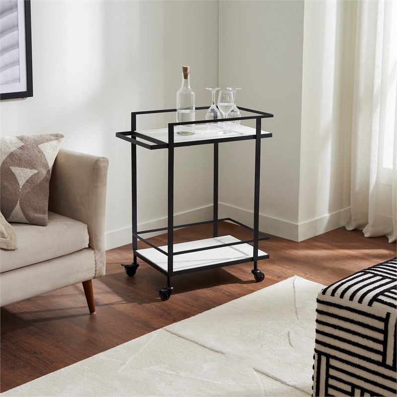 Colton Indoor Iron Bar Cart Matte Black