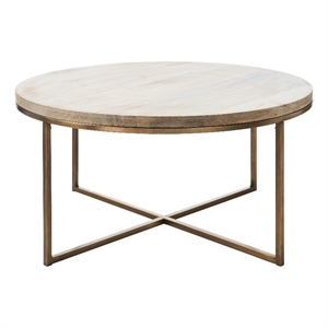 Liana Indoor Mango Wood Table Antique Brass