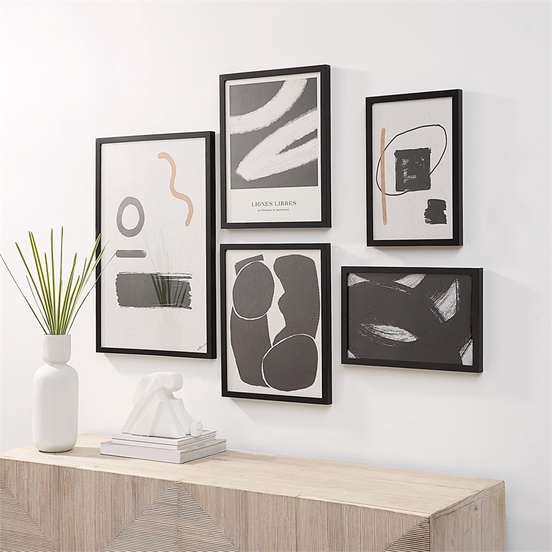 Carife 5 Piece Wide Wall Art Black