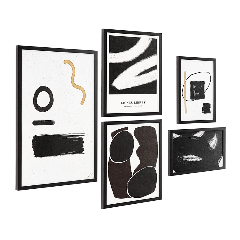 Carife 5 Piece Wide Wall Art Black