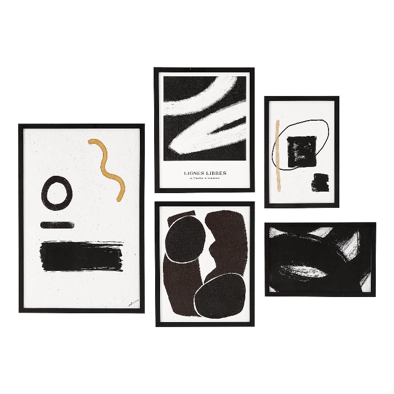 Carife 5 Piece Wide Wall Art Black