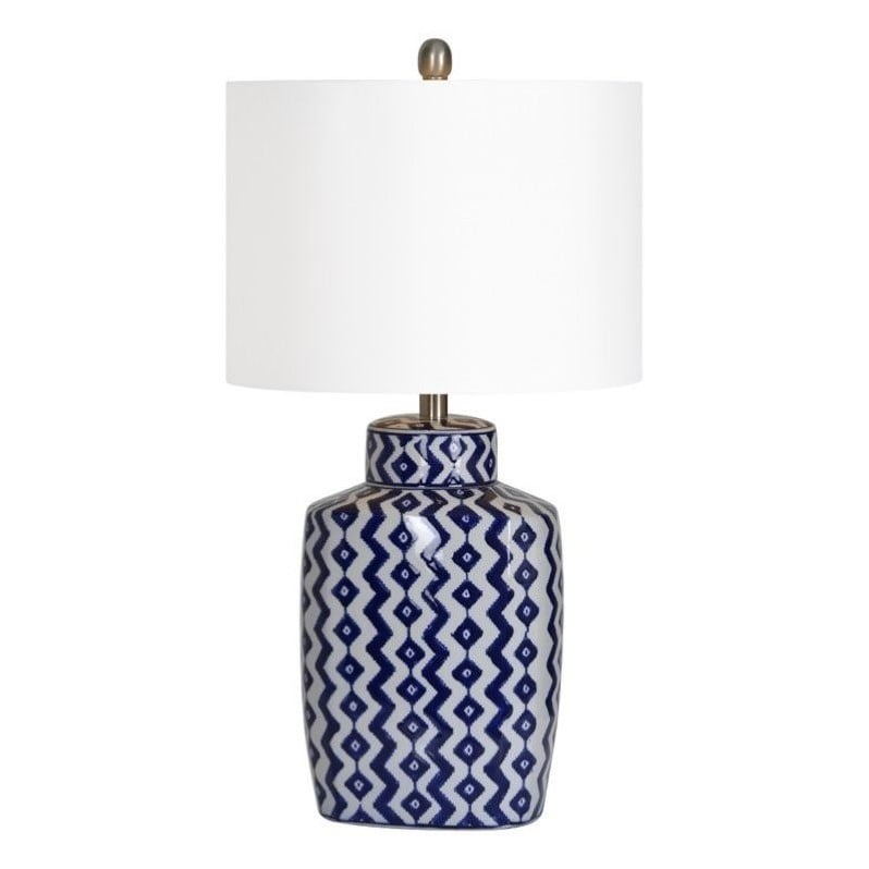 Renwil Beryl Table Lamp In Blue And, Blue Chevron Lamp