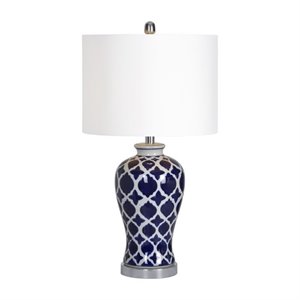 renwil indigo table lamp in blue and white morrocan pattern
