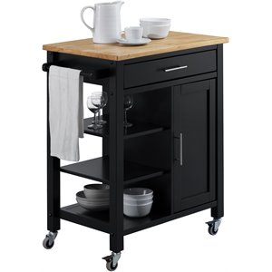 4d concepts edmonton wooden kitchen cart in black and natural