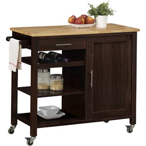 4d concepts calgary wooden kitchen cart in espresso and natural