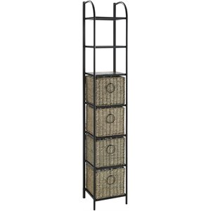4d concepts windsor wicker metal linen cabinet in natural and black