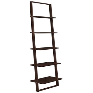 4d concepts arlington 5 shelf wooden ladder bookcase in dark cappuccino