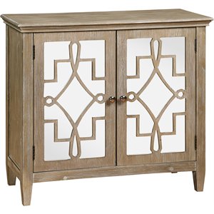 4d concepts lucy 2 mirrored door wooden accent chest in antique white wash