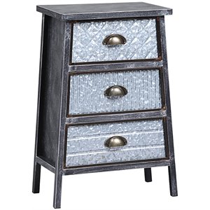 4d concepts armata 3 drawer metal accent chest in gray