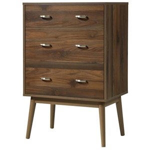 4d concepts montage midcentury 3 drawer wooden chest in walnut