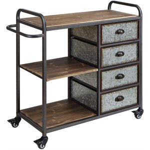 4d concepts intek rustic wood top metal kitchen cart in gray