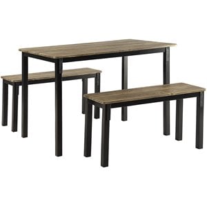 4D Concepts Tool less Boltzero 3 Piece Wood Top Dining Set in Walnut and Black