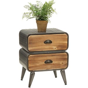 4D Concepts Urban Loft 2 Rounded Wooden Drawer Metal Accent Chest in Natural
