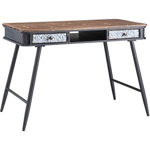 4D Concepts Forester 2 Drawer Wood Top Metal Writing Desk in Gray
