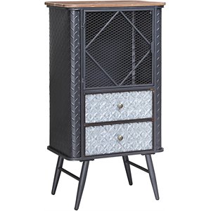 4D Concepts Forester Wood Top Metal Accent Cabinet in Gray