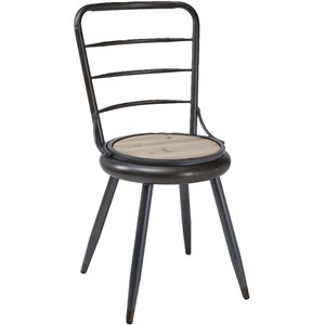 4D Concepts Alta Folding Metal Dining Side Chair in Gray Wash and Black