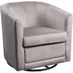 4D Concepts Kappa Velvet Upholstered Swivel Arm Chair in Taupe