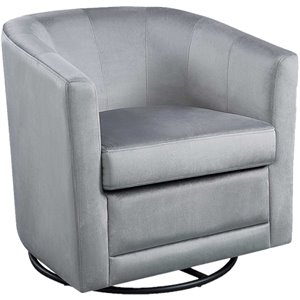4d concepts kappa velvet upholstered swivel arm chair in mid gray