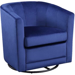 4D Concepts Kappa Velvet Upholstered Swivel Arm Chair in Blue