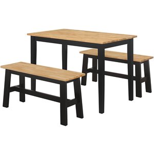 4D Concepts New York 3 Piece Wooden Dining Set in Natural and Black