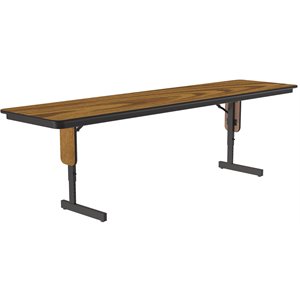Correll Adjustable Height 3/4&quot High Pressure Folding Seminar Table in Medium Oak