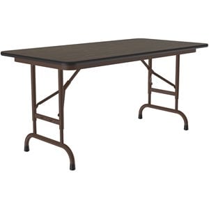 Correll 22-32&quotH Adjustable Height Melamine Top Folding Table in Walnut