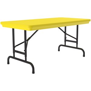 Correll 22-32&quot Adjustable Height H.D. Plastic Blow-Molded Folding Table Yellow